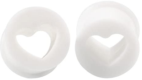 Gualiy 2 STK Flesh Tunnel Silikon, Tunnel Herren Weiß Herz Form Flesh Tunnel