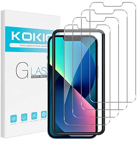 Kokio 4 Pezzi,Vetro Temperato per iPhone 14/iPhone 13 e iPhone 13 Pro,Pellicola Protettiva Resistente ai Graffi Ultra-HD 6.1, 9H Durezza 0.33mm Vetrino