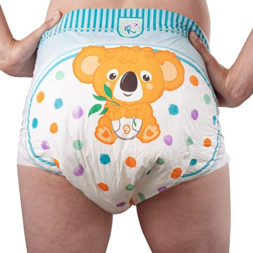 Rearz - Critter Caboose kalsonger för vuxna, tryckta blöjor - 12-pack - 7 600 ml (Storlek M (76,2–101,6 cm (30–40 tum))