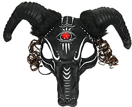 Voodoo Hexendoktor Ziegenkopfmaske Halloween Kostüm Cosplay Maskerade Zubehör Schwarz 45 cm, Schwarz, 17.75 Inch