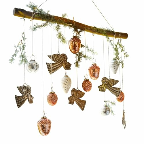 Loberon Deko-AST Benfleet, perfekte Basis für Deko, mit raffinierten Metallösen, kreatives Accessoire, Dekoobjekt, Eukalyptusholz, Jute, Eisen, braun