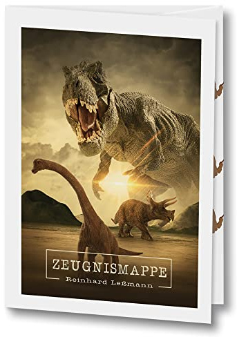 Stammbuchshop Zeugnismappe mit Name Unterschriftenmappe personalisiert Dinosaurus A4 Schule Dinosauriermappe Dinos