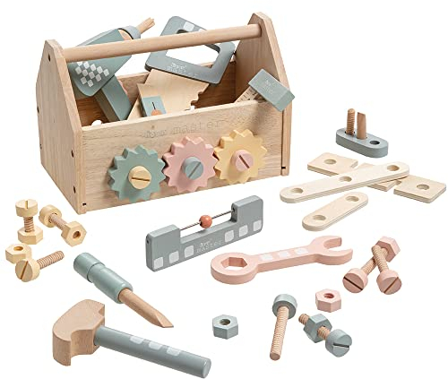 howa Werkzeugkiste Werkzeugkasten Kinder mit 45 tlg. Zubehör aus Holz 4907