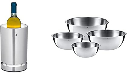 WMF Ambient - Enfriador de vino adecuado para botellas de vino o champán con un diámetro de hasta 92 mm & Bol Gourmet - Set de 4 cuencos de mezcla (16, 18, 22, 24 cm), Acero inoxidable 18/10