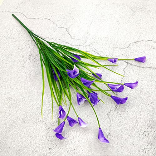 SAMEZA Künstliche Blumen Calla-Lilien-Fälschungsblumen für draußen, drinnen, draußen, Büro, Hausgarten, Dekoration, Lila