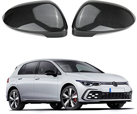Auto Spiegelkappen 1 Paar, Auto Tür Außenspiegelkappe Rückspiegelkappe Seitenspiegel Abdeckungen Kompatibel für VW Golf 8 MK8 2019-2021 Kohlefaser
