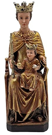 Estampería San José Virgen de la Merced de Barcelona en Pasta de Madera de 15 cm Policromada a Mano