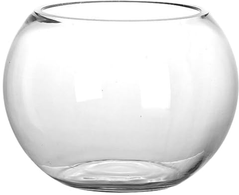 Glas Aquarium Kugelaquarium Glas-Fischglas Runder Lotustopf Goldfischglas Glaskugelvase Kugelvase klare Durchsichtige Fischschale für Wohnzimmer, Büros, Garten