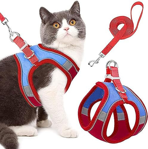 tylxayoxa Katzengeschirr Mit Leine Schwarz Softgeschirr Für Katze Brustgeschirr Cat Harness Katzengarnitur Ausbruchsicher Verstellbar Katzenweste (Color : D, Size : L)
