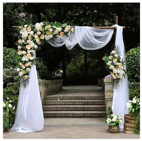 Pmnzdy 150x500cm Weiß Tüllstoff Hochzeitsbogen Querbehang Freihandbogen Voile Deko Traubogen Gardinenschals Gardinen Vorhänge Tüll Vorhang für Hochzeit Party Dekor