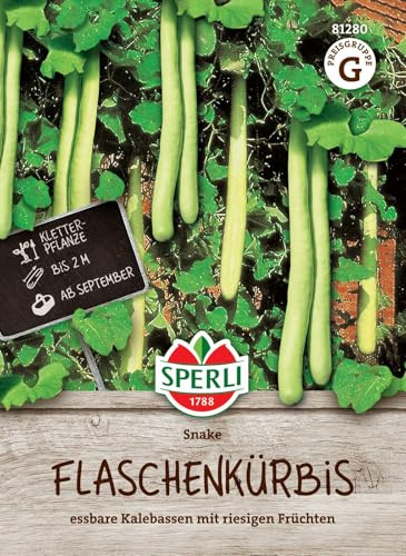 SPERLI Kalebassensamen Snake - Dekorative Zierkürbissamen für Riesenkürbisse, Lagerfähig & Kübelgeeignet, Saatgut, Kürbis Anbau, Vielseitige Verwendung | Essbar, lagerfaehig, kuebelgeeignet, vielseitig verwendbar, dekorativ