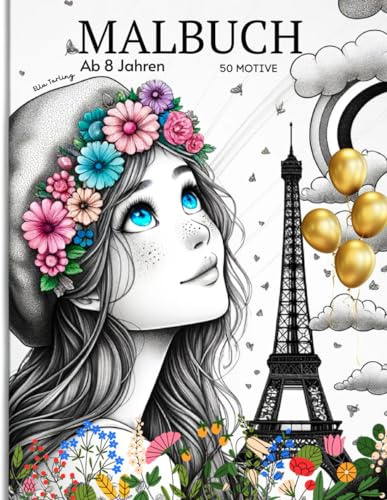 Malbuch für Mädchen ab 8 Jahre | Das Geschenk für Mädchen & Teenager: 50 entzückende Motive (Regenbogen, Pferde, Portraits, Tiere Muster) zum Ausmalen & zur Beschäftigung
