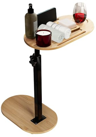 Wooruy Beistelltisch aus Bambus,höhenverstellbar 40–82cm,kompakt，Naturholz | Höhenverstellbar von 40 bis 82 cm, platzsparend, ideal als Nachttisch, Sofatisch und Ablagetisch für Wohnzimmer und Büro