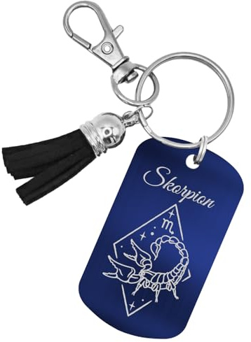 Generisch Personalisierbarer Schlüsselanhänger mit Sternzeichen und Namensgravur - Individuelles Geschenk