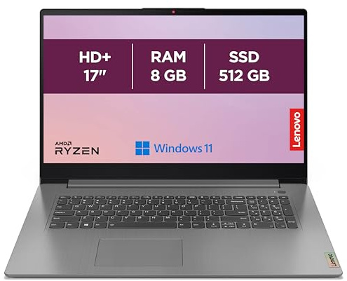 Lenovo IdeaPad 3 17ALC6 - Ordinateur Portable 17'' HD+ (AMD Ryzen 5 5500U, RAM 8Go, SSD 512Go, AMD Radeon Graphics, Windows 11 Home) Clavier AZERTY Français - Gris