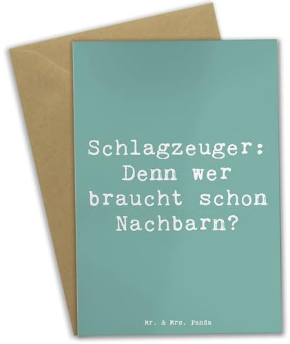 Mr. & Mrs. Panda Beileidskarte Spruch Schlagzeuger Spruch - Geschenk, Schlagzeug, Musik, Lernen, valentinstagskarte, Band, Lärm, Präsenz, Instrument, Musiker, osterkarten, weihnachtskarten, Dynamik