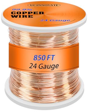 UCINNOVATE 24 Gauge reinen Kupferdraht, 99,9% reines Kupfer, 0,5mm Durchmesser, 259m solide weiche Kupferdraht für Schmuckherstellung, Handwerk, DIY, Gartenarbeit, rotbraun