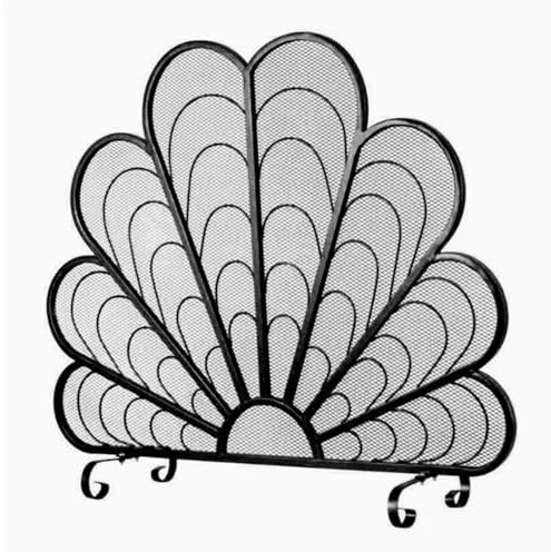 Cenz-888 Grille Pare-étincelles pour fournaise Pare-feu de cheminée en Forme de Paon for cheminée Pare-étincelles autoportant(Noir)