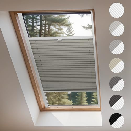 Concept Blinds® Tenda Plissettata Oscurante per Finestra da Tetto su Misura - Installazione con Foratura - Disponibile in 7 Colori - Regolabile su e giù