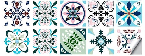 20 PCS Fliesenaufkleber Selbstklebende,Einfache Farbe,marokkanischer Stil,Fliesen Fliesenaufkleber für Bad und Küche Deko Wasserfest Fliesen Aufkleber,10x10cm