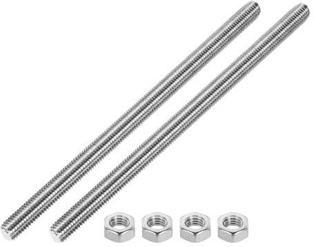 QUARKZMAN 2 Stück Gewindestange M14x250mm Gewindestab mit 4 Sechskantmutter, Edelstahl 304 Gewindestifte Vollgewindestange Außengewinde Gewindebolzen für Maschinen Schraubverbindungen