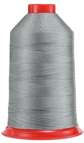 QUARKZMAN 1400 Yards Fil à Coudre en Nylon Lié Taille 420D/3 Fil à Coudre en Nylon pour Upholstery pour Leather Jeans et Tissage Artisanal Machine DIY Gris Argent