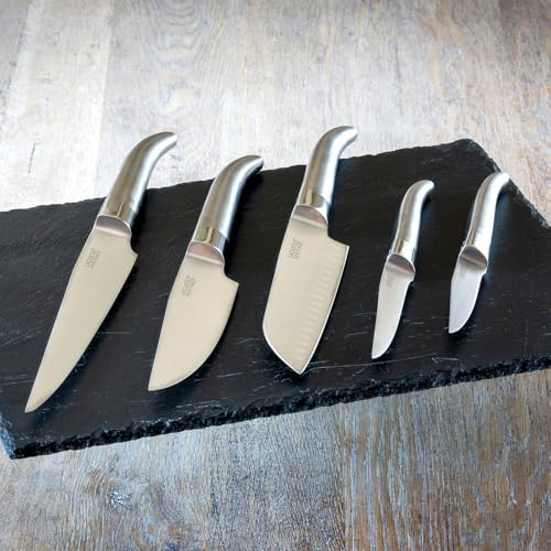 Laguiole Heritage knivset - 5-delat köksknivset i rostfritt stål med trähandtag - Högkvalitativa köksknivar i elegant design - Fransk kvalitet