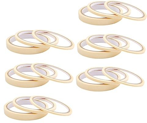 OFFIGAM 18 Rollos de Cinta Adhesiva para Manicura y Separación de Esmalte de Uñas, Cinta de Papel Beige de 3/5/12 MM, Adhesiva y Práctica para Uso en Casa