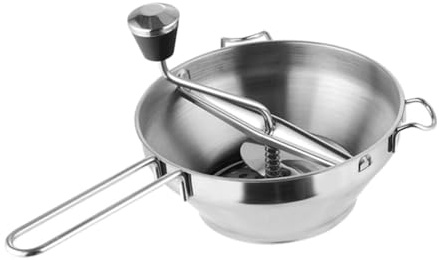 Gatuida Triturador Manual de Alimentos de Acero Inoxidable Discos, Plata | Mermeladas y Puré, Fácil de Limpiar, Tritura Patata y Ajo, Uso Doméstico, Acero Inoxidable