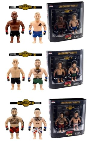 P.M.I. UFC - Action figure articolate da 11,4 cm, confezione da 2 pezzi misteriosi, include 2 combattenti, accessori e cintura da campionato, collezione ufficiale UFC di PMI, casuale 1 su 3