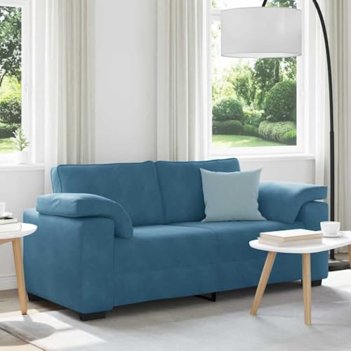 INLIFE Zweisitzer-Sofa Blau 140 cm Samt,Möbel,Sofas,Blau,27 KG,4105276
