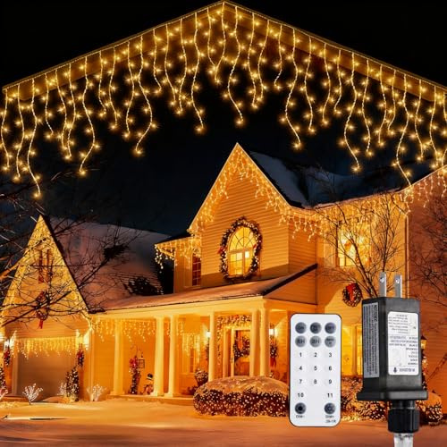 SIGANDG Guirlande lumineuse LED d'extérieur 5 m 216 LED avec prise UE, 8 modes d'éclairage, intensité réglable, pour Noël, mariage, fenêtre, mur, chambre, décoration de fête [classe énergétique G]