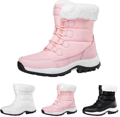 CEWIFO Stivaletto Pelo Donna Doposci Scarponcino Donna Biker Boots Stivali A Tacco Alto da in Pelle Scamosciata Punta