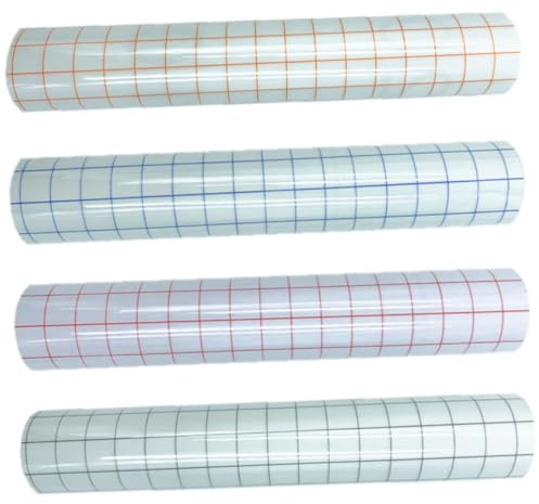 CORHAD 4 hojas Película de Transferencia Vinilo Autoadhesiva Pet Transparente Colores Azul Rojo Naranja para Manualidades y Posicionamiento Preciso