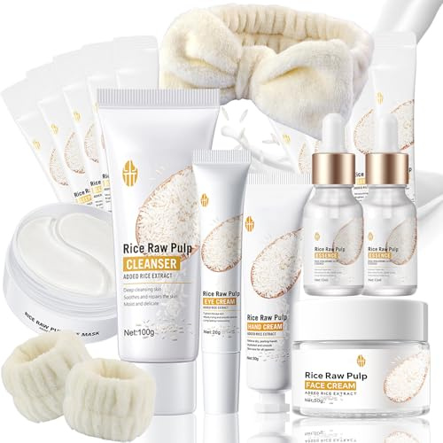 Reis Skincare Set Teenager Mädchen Geschenke, Gesichtspflege Set Beauty Set, Skin Care Set Pflegende, Hautpflege Geschenkset Frauen Geschmeidig - Mit Gesichtscreme, Gesichtsserum, Augencreme (20PCS)