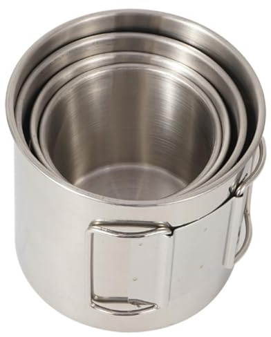 CIYODO Juego de 4 Tazas Plegables para Camping Acero Inoxidable Blanco Portátiles y Ligeras Vaso para Beber y Recipiente para Agua Ideales para Senderismo Barbacoas y Actividades al
