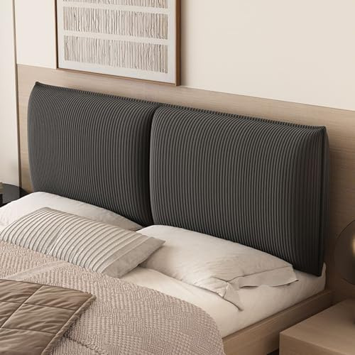 Gleedipre Schlichtes Design Kopfteilkissen Verdickt Gestreift Cord Rückenlehne am Bett Antikollisionsschutz Einzel-/Doppelbett Bettruhekissen(Schwarz,150x60cm/Ohne Kopfteil)