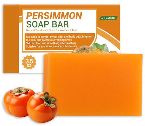 Persimmon tvål 1 styck, naturlig fast kroppstvål för luktkontroll, mild rengöring och vård, fuktgivande naturtvål för kvinnor och män
