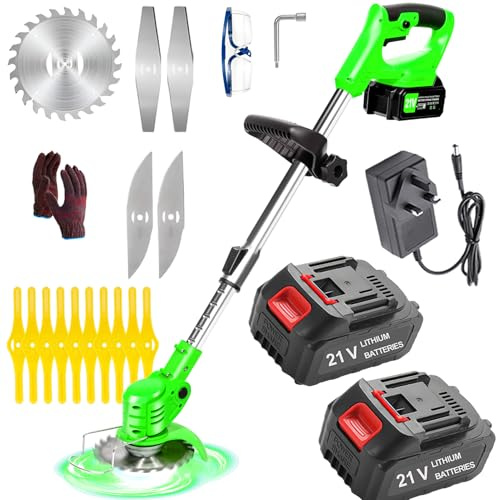 Decespugliatore a batteria per decespugliatore a batteria senza fili dotato di 2 batterie ricaricabili 3-in-1 Strimmer cordless Tagliaerba Tagliaerba elettrico a basso rumore