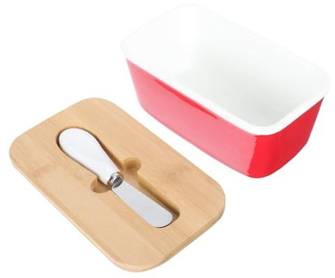 TOYANDONA Beurrier Rectangulaire Rouge avec Couteau Intégré, Boîte à Beurre en Matériau Sûr pour Aliments, Boîte à Beurre avec Couvercle Hermétique, pour Conservation et Service Cuisine