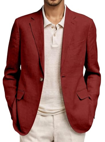 Linen Blazers for Men UK Causal Long Sleeve Lightweight Button Linen Jackets with Pocket Summer Solid Color Loose Fit Business Office Blazer Comfortable Breathable Leisure