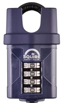 Squire Heavy Duty Padlock (CP50CS) - Toughest Closed Shackle - 4 Wheel Combination Padlock - Alloy Steel for Corrosion Resistance - Weatherproof Lock for Home, School & Garage (Blue, 50 mm)