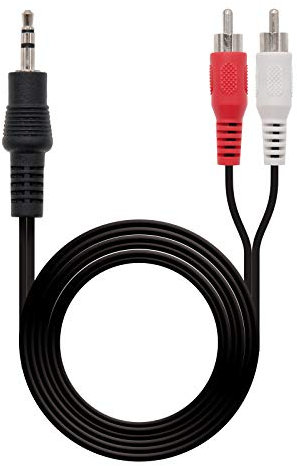 NANOCABLE 10.24.0310 - Cavo audio stereo a 2 RCA, JACK 3.5/M-2xRCA/M, maschio-maschio, nero, 10mts