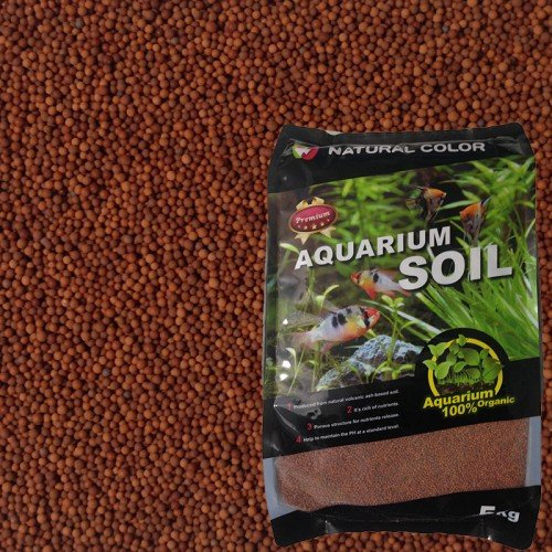 Natural Color Aquarium Tropical Planted Fish Tank Volcanic Substrate Red Soil Gravel, 1-2 mm, 5 kg