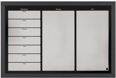 Bi-Office MM03308169 - Wochenplaner mit Notizfeld, MDF Rahmen lackierter Stahl, 60 x 40 cm großer, schwarz/silber