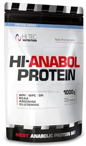 Hi Anabol Protein 91% Erdbeere 1000g – Premium Protein Shake, Muskelaufbau, Diät Shake, Low Carb, Low Fat, hochwertiges Eiweißpulver – Hi Tec Nutrition