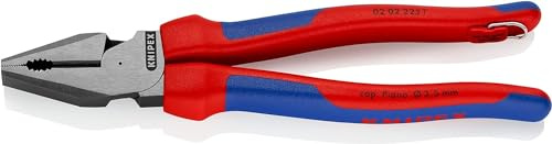 Knipex Kraft-Kombizange schwarz atramentiert, mit Mehrkomponenten-Hüllen, mit Befestigungsöse zum Anbringen einer Absturzsicherung 225 mm (SB-Karte/Blister) 02 02 225 T BK