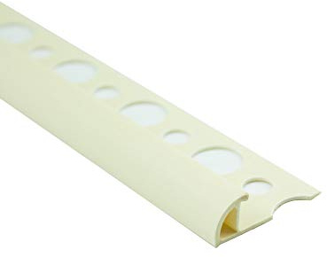 10x PVC Viertelkreis Fliesenschiene Abschlussprofil Jasmin 8 mm 2,7 m | für dekorative Abschlüsse an Fliesenkanten mit runder Sichtkante, PVC, für 8 mm Fliesenhöhe, 2,7 m, Jasmin, 10 Stück