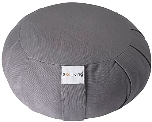 Cool Zafu Cushion Sol Living Organic Cotton Zafu Meditation Cushion with Full Back Support & Core Stability Durable Eco-Friendly Meditation Pillow Grey