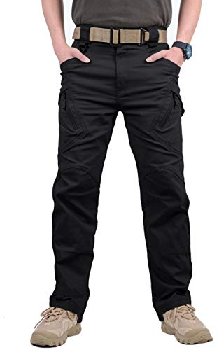 MAGCOMSEN Herren Draussen Dauerhaft Multi Taschen Entspannt-Fit Taktisch Cargohosen Arbeitshose, Schwarz, 34